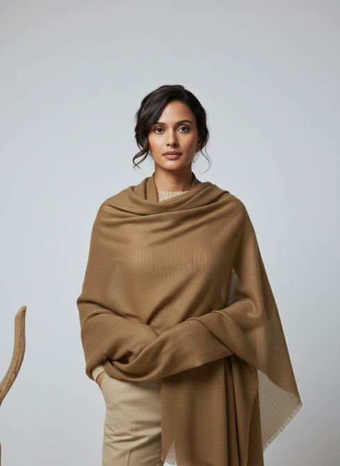 Veloria Wool Shawl - Camel
