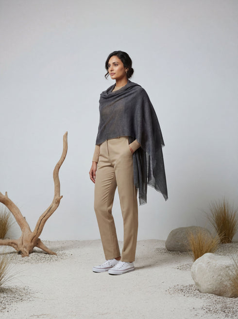 Veloria Wool Shawl - Titanium Grey