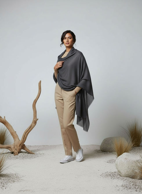 Veloria Wool Shawl - Titanium Grey