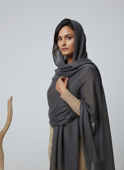 Veloria Wool Shawl - Titanium Grey