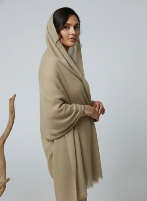 Veloria Wool Shawl - Dark Vanilla