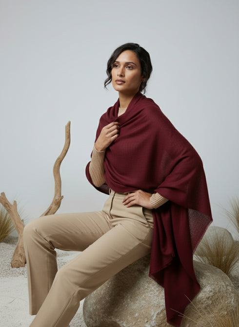 Veloria Wool Shawl - Maroon