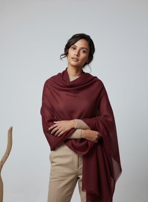 Veloria Wool Shawl - Maroon