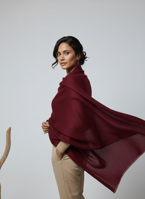 Veloria Wool Shawl - Maroon