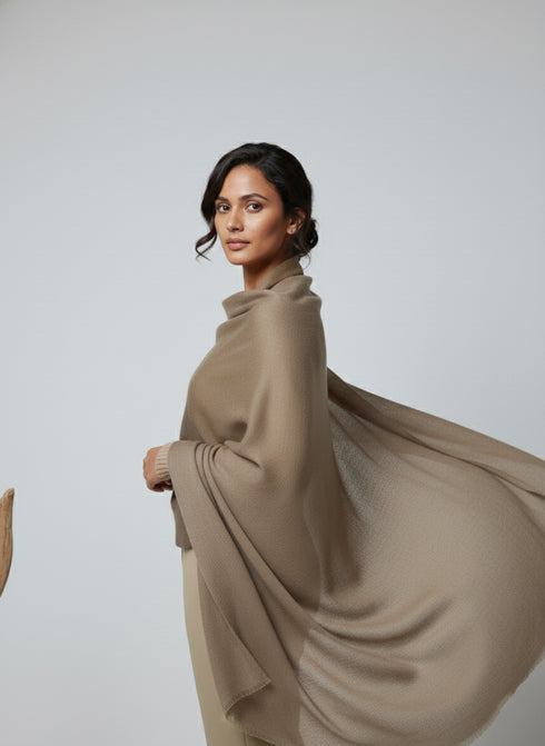 Veloria Wool Shawl - Sand