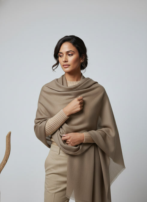 Veloria Wool Shawl - Sand