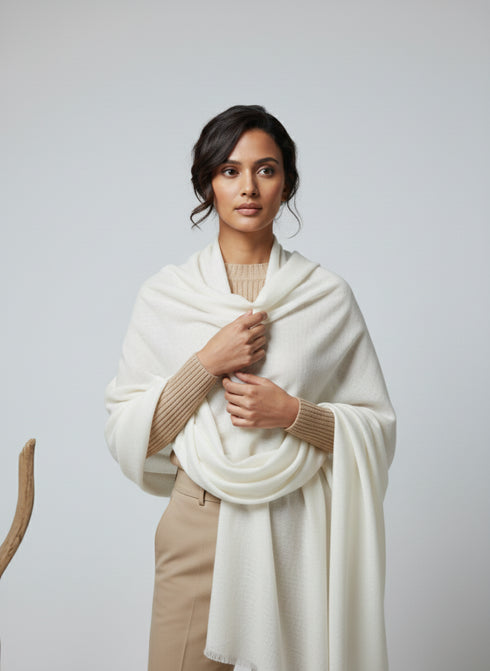 Veloria Wool Shawl - Off White