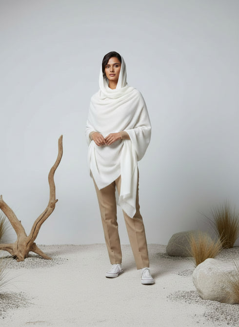 Veloria Wool Shawl - Off White