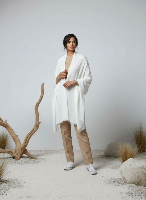 Veloria Wool Shawl - Off White