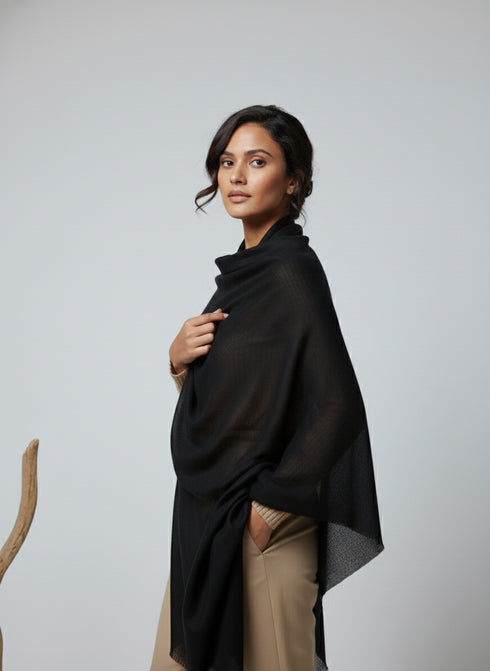 Veloria Wool Shawl - Black
