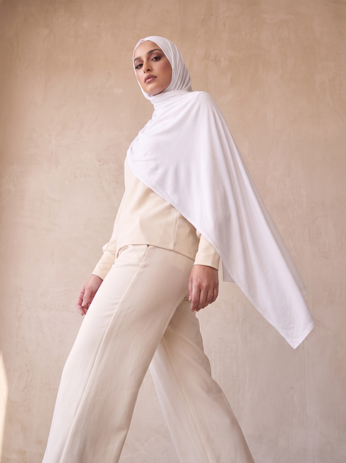 Organic Bamboo Jersey Hijab - White