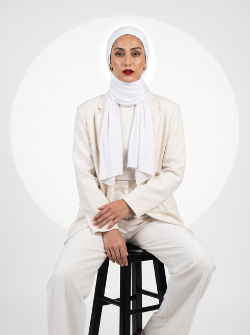 Ribbed Jersey Hijabs - White