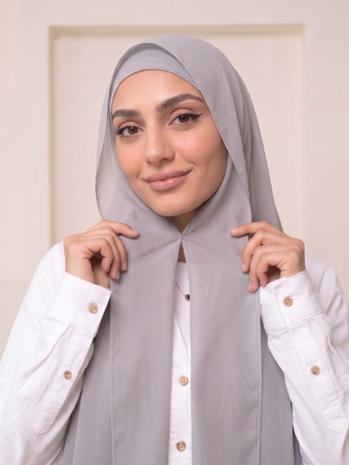 Built-in Magnet Hijab - Ash Grey