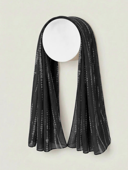 Tie & Dye Printed Hijab - Black