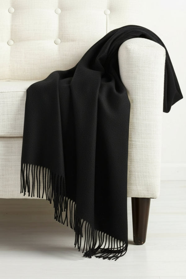 Plain Cashmere Scarves - Black