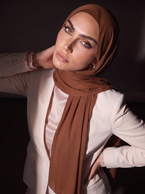 Noura Jersey Hijab - Dark Brown