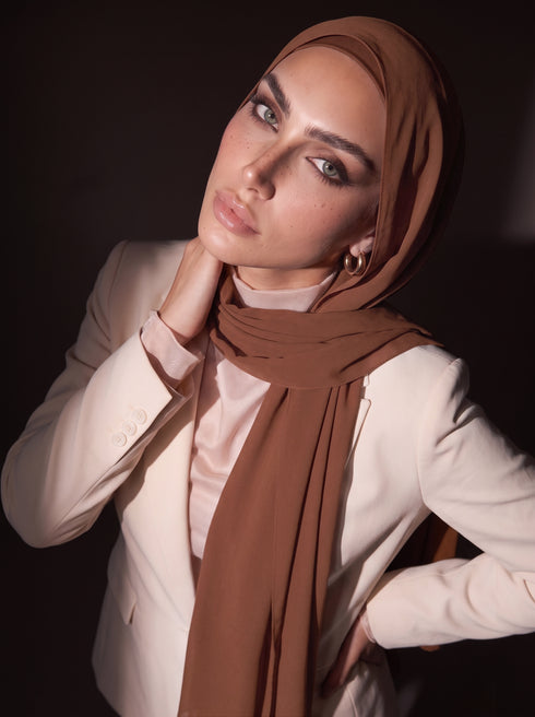 Noura Jersey Hijab - Dark Brown