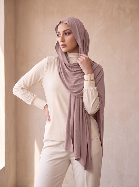 Organic Bamboo Jersey Hijab - Brownish Pink