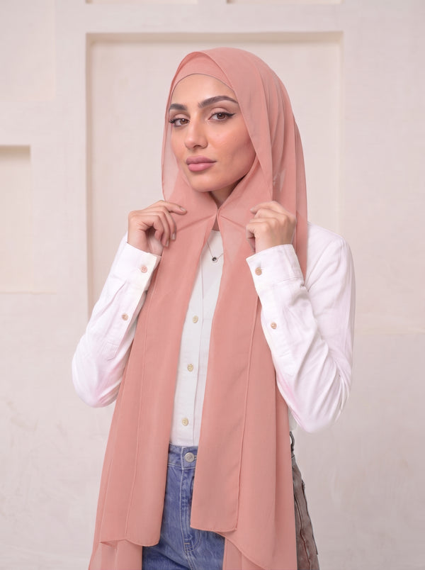 Built-in Magnet Hijab - Coral