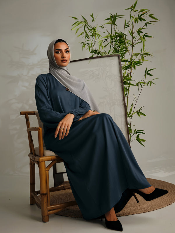 Relaxed Zip Maxi Abaya - Charcoal Grey