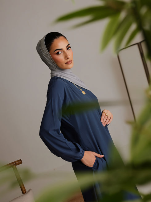 Relaxed Zip Maxi Abaya - Charcoal Grey