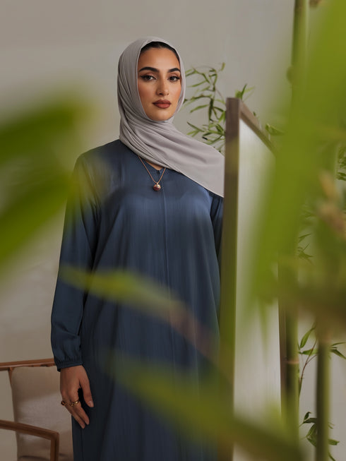 Relaxed Zip Maxi Abaya - Charcoal Grey