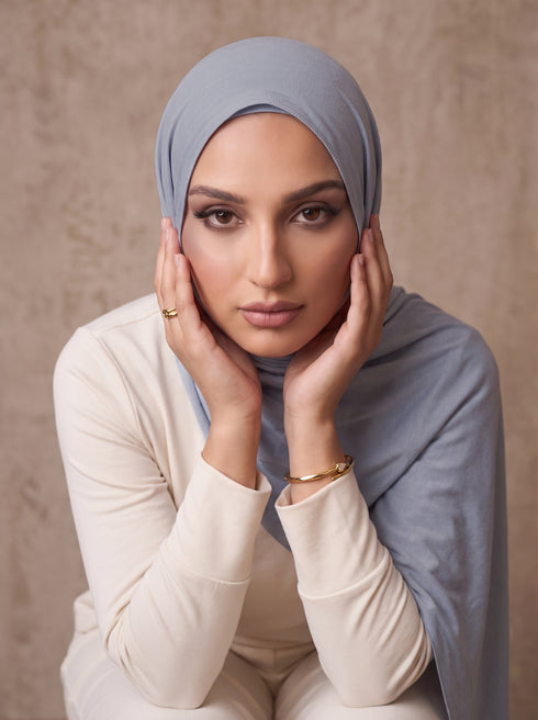 Organic Bamboo Jersey Hijab - Denim Blue