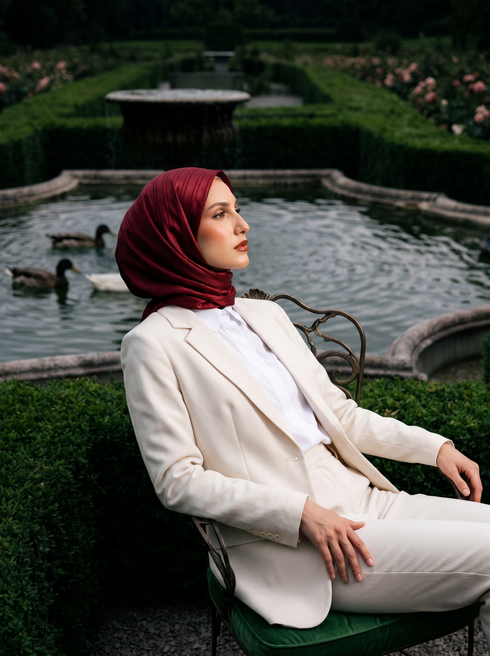 Solène Silk Hijab - Maroon