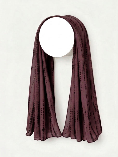 Tie & Dye Printed Hijab - Maroon