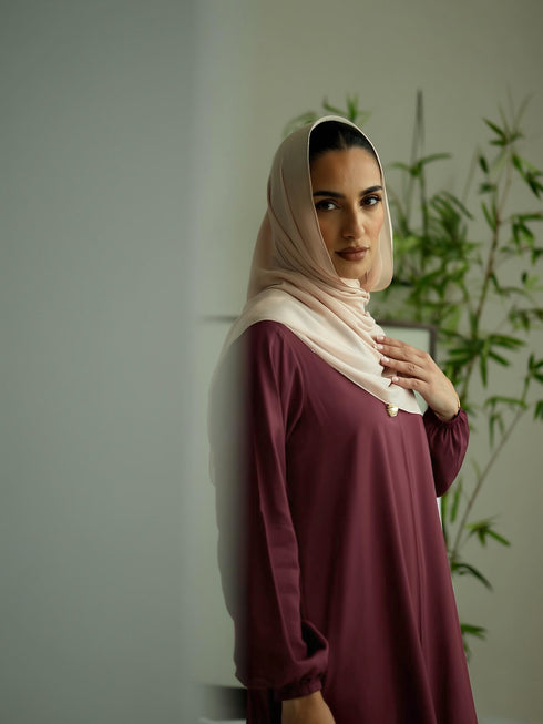 Relaxed Zip Maxi Abaya - Maroon