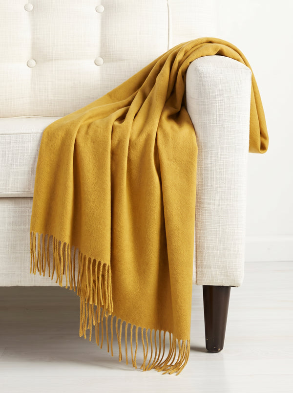 Plain Cashmere Scarves - Mustard