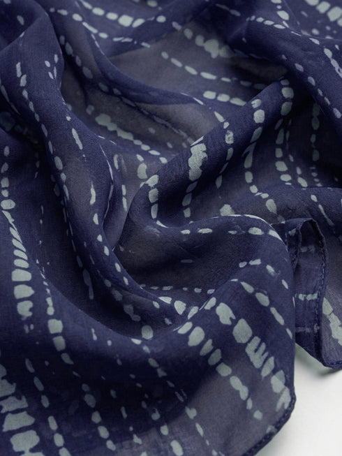 Tie & Dye Printed Hijab - Navy Blue