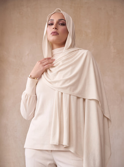 Organic Bamboo Jersey Hijab - Off White