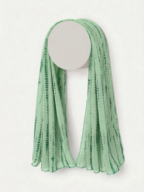 Tie & Dye Printed Hijab - Pistachio Green