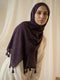 Texture Lawn Tassel Hijabs - Dark Purple