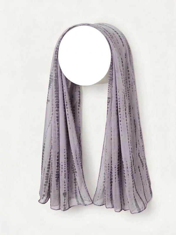 Tie & Dye Printed Hijab - Silver
