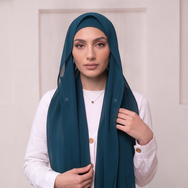Built-in Magnet Hijab - Persian Blue