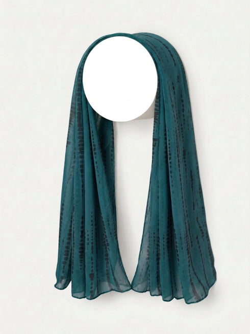 Tie & Dye Printed Hijab - Teal