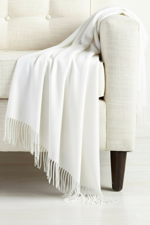 Plain Cashmere Scarves - White