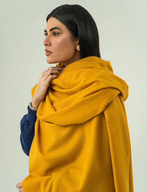 Woolen Cashmere Shawl - Mustard