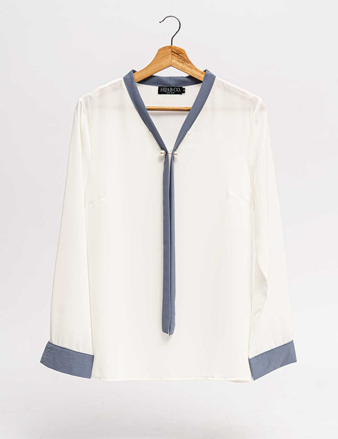 Stiped Flip Tops - White & Blue Shirts & Tops - The Hijab Company