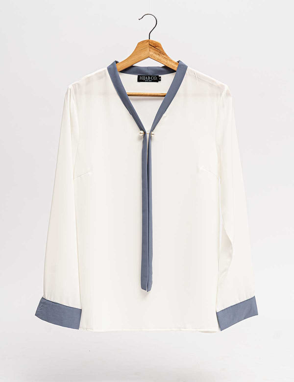 Stiped Flip Tops - White & Blue Shirts & Tops - The Hijab Company