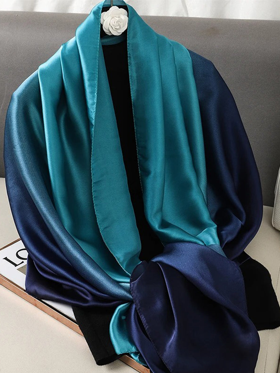 Ombre silk hijabs and scarves online in Teal colour online The Hijab